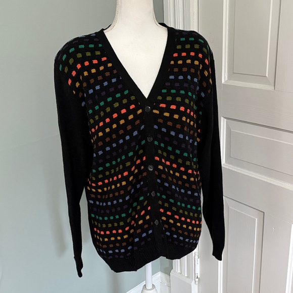 Vintage Karin Stevens Multicolor Cardigan Sweater size XL - Picture 1 of 4